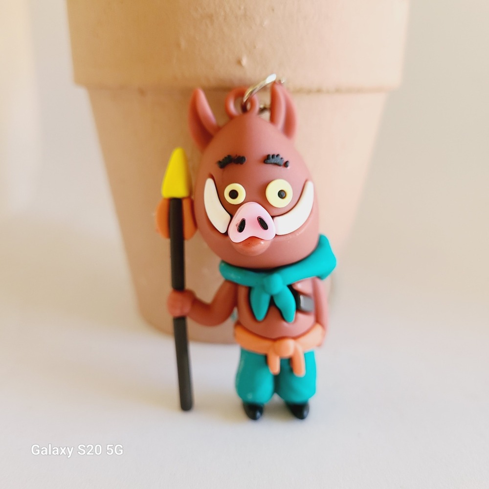 Cute Cartoon Boar Warrior Keychain for Kids Backpack Bag Charm Accessory NEW